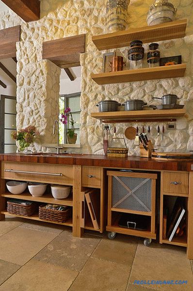 Камък в интериора на кухнята - идеята за завършване на кухнята с декоративни камъни